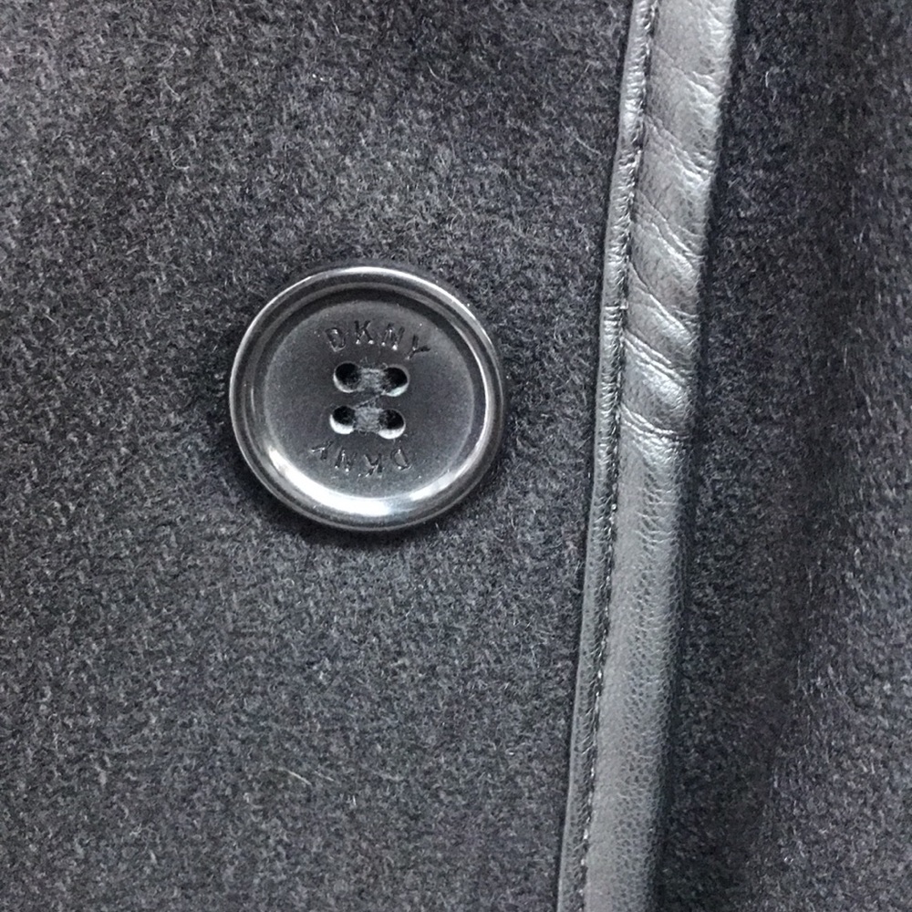 DKNY Petite Faux-Leather-Trim Wrap Coat,black,NWT - Picture 15 of 17